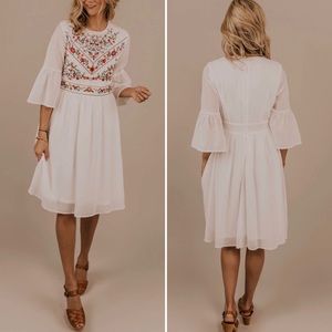 Roolee The DeMille Floral White Embroidered Dress